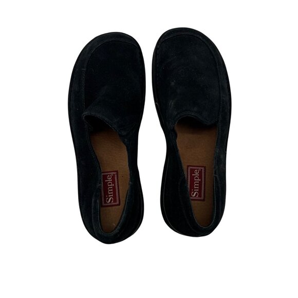 Simple Black Suede Slip-On Loafers Women's Size 7.5 - Picture 2 of 5
